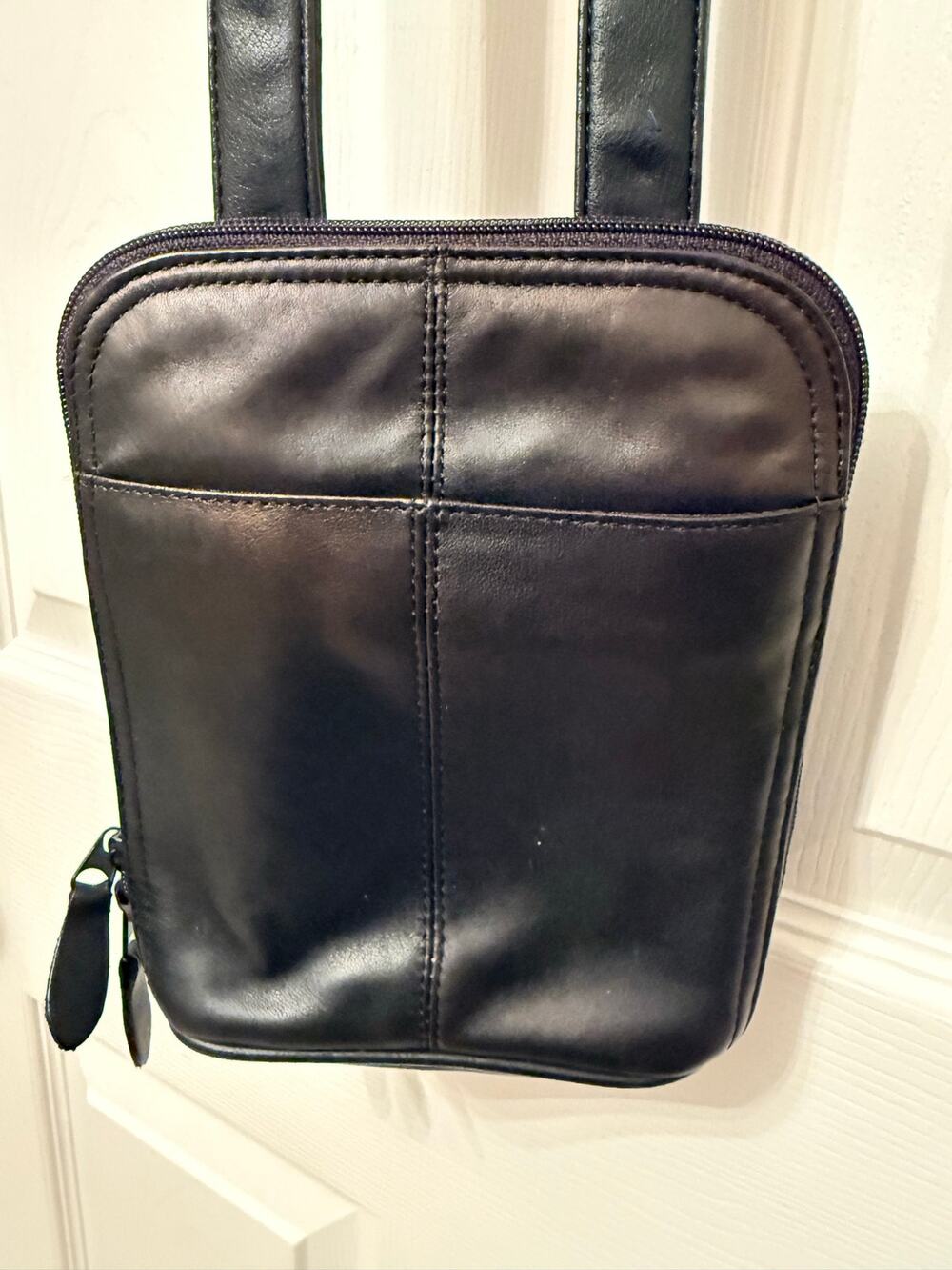 Vintage J. JILL Nubuck Leather black super soft Crossbody Organizer Purse.